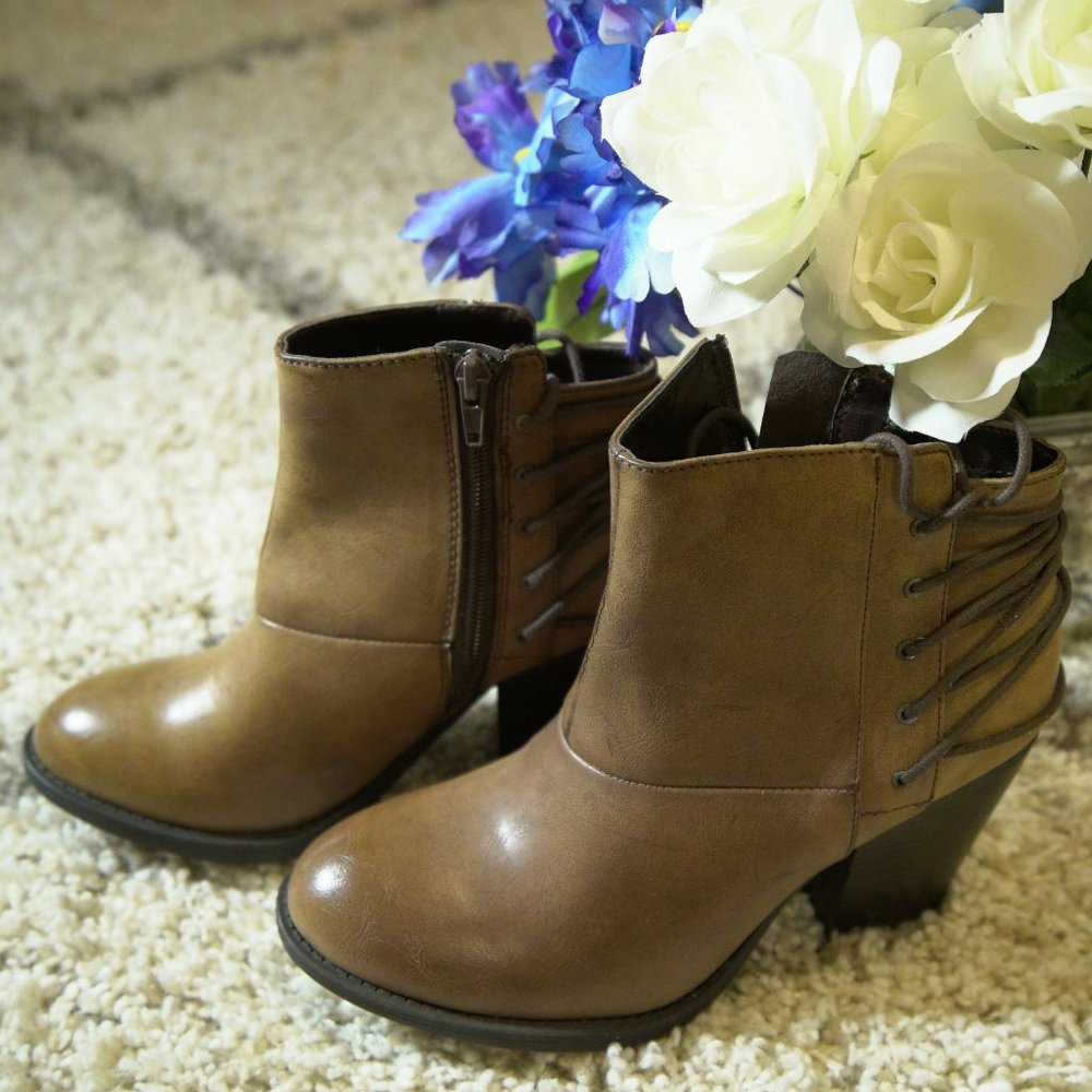 Charlotte Russe Laced Up Design Ankle Boots
